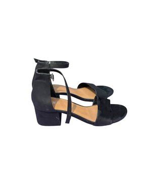 Serra Black Block‑Heel Sandals – Women’s Size 9.5 – Open Toe & Ankle Strap
